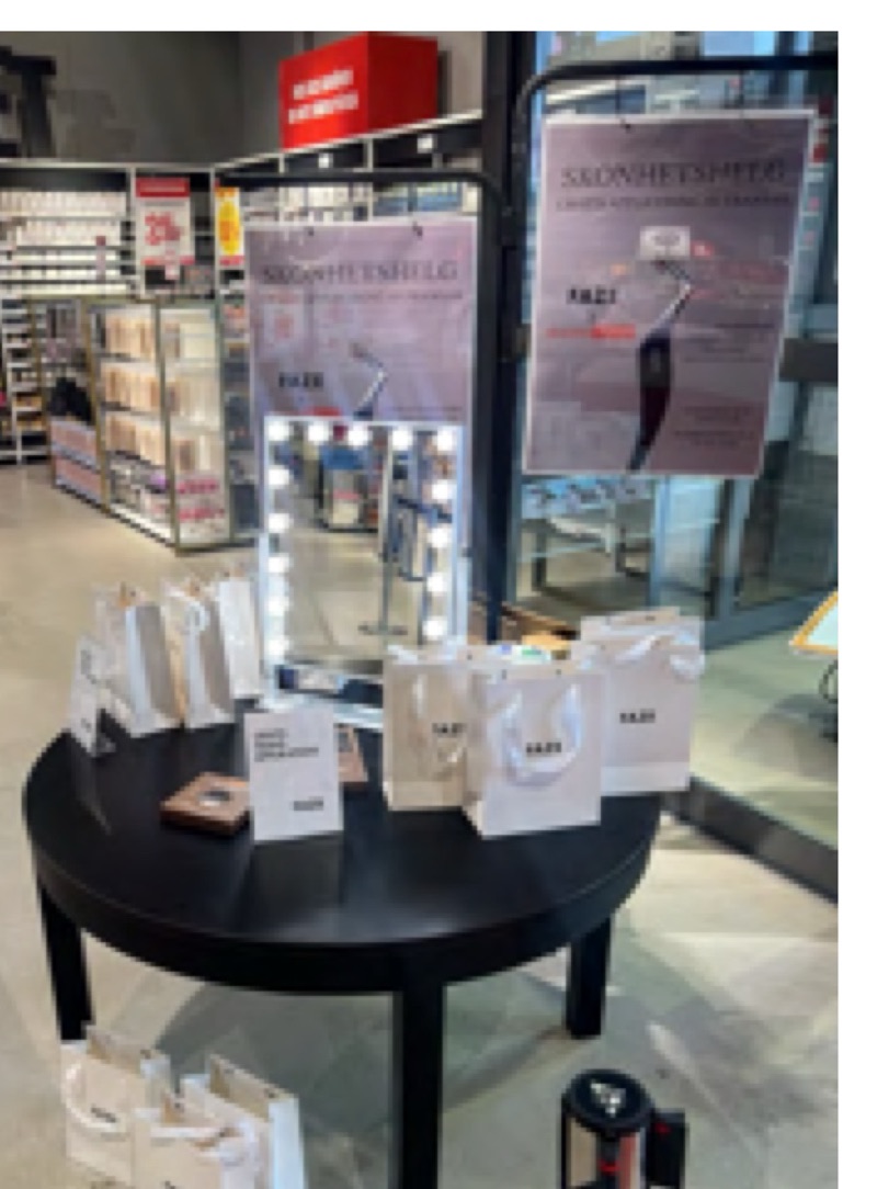 FAZEBEAUTY display stand in a store