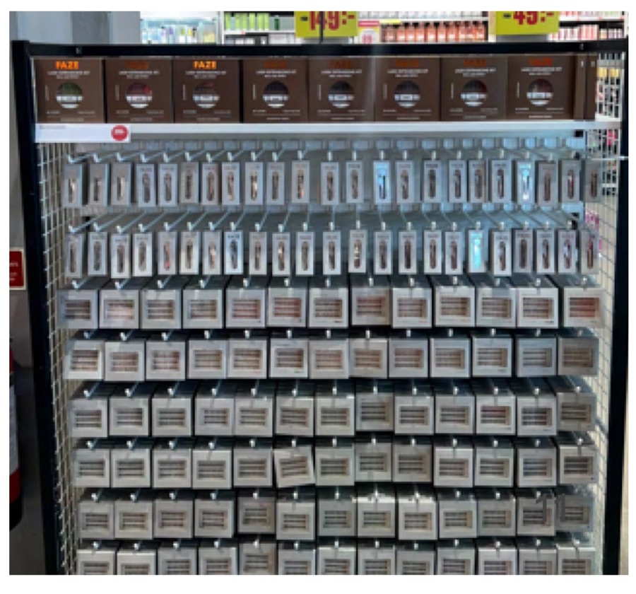 A full FAZEBEAUTY shelf in store